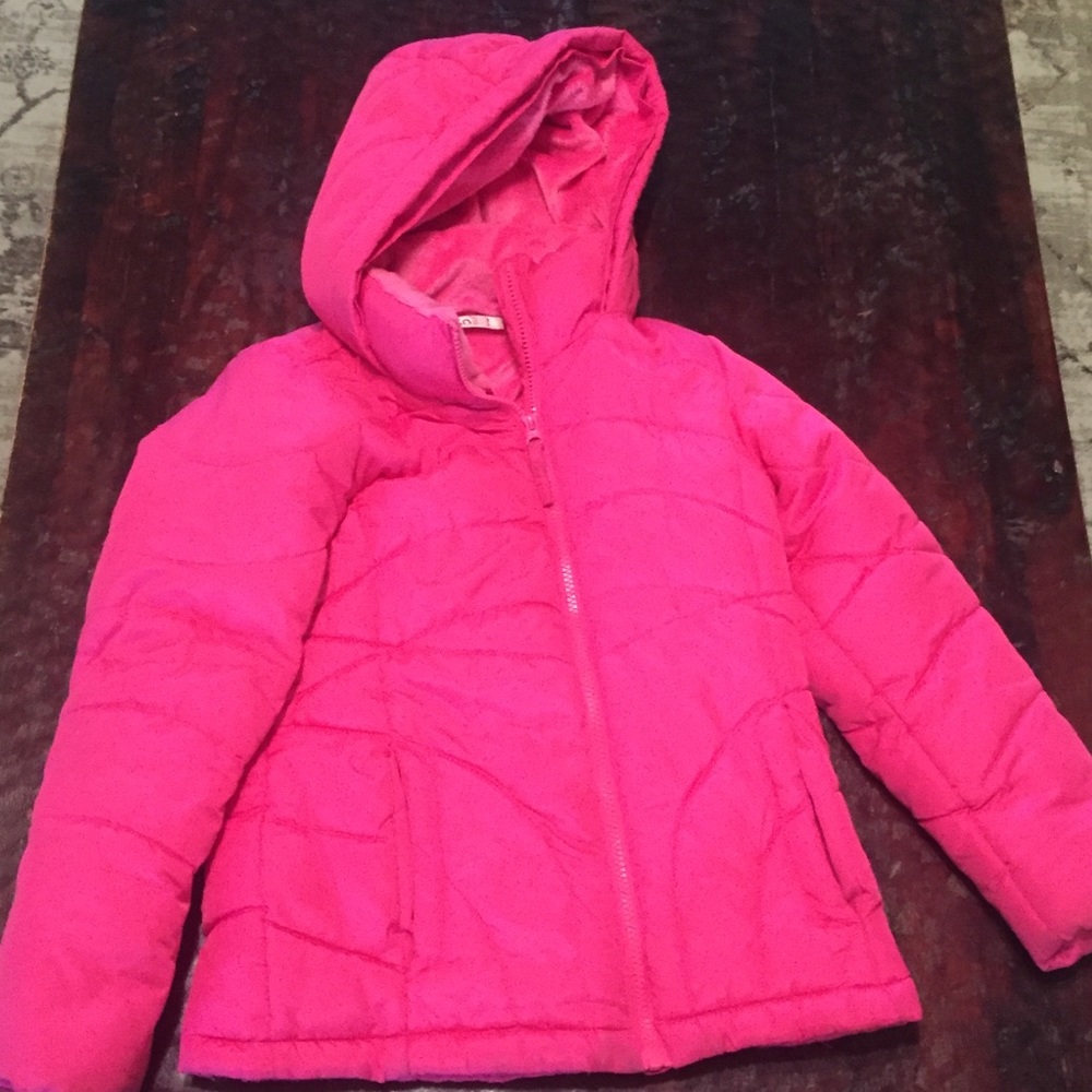 Pink winter puffer coat